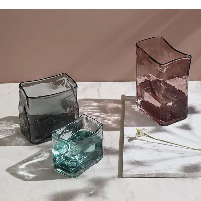 Rectangle Hydroponics Glass Vase Minimalism Flower Pots Decorative Arrangement Desk Decoration Floral Vases Modern Decor