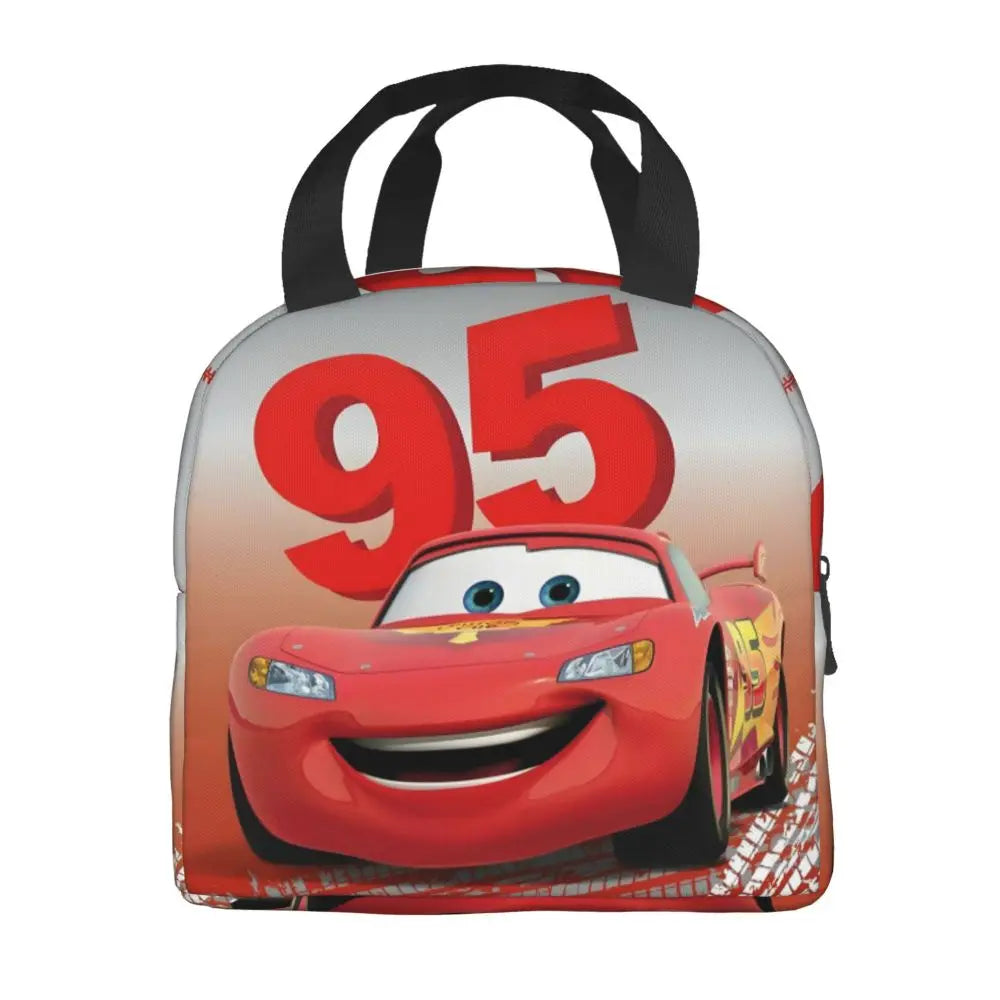 Custom Car 95 Lightning Mcqueen Insulated Lunch Bag for Women Resuable Racing Car Thermal Cooler Bento Box Office Picnic Travel