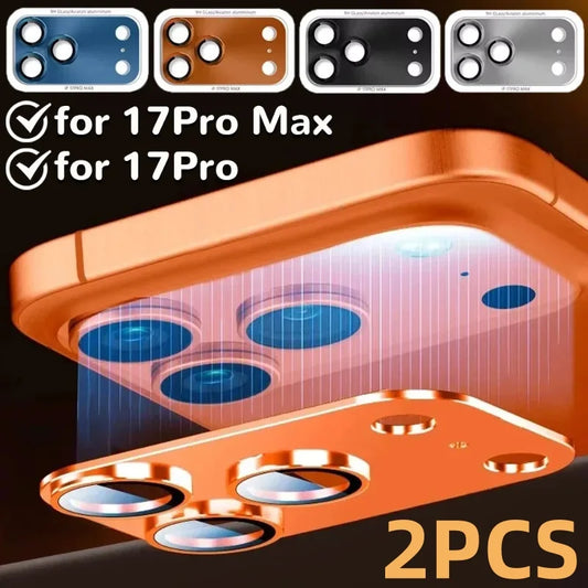 NEW 2PCS For iPhone 17 Pro Max Lens Protector Metal Aluminum Alloy Tempered Glass Camera Cover Shatterproof Hardness Protectors