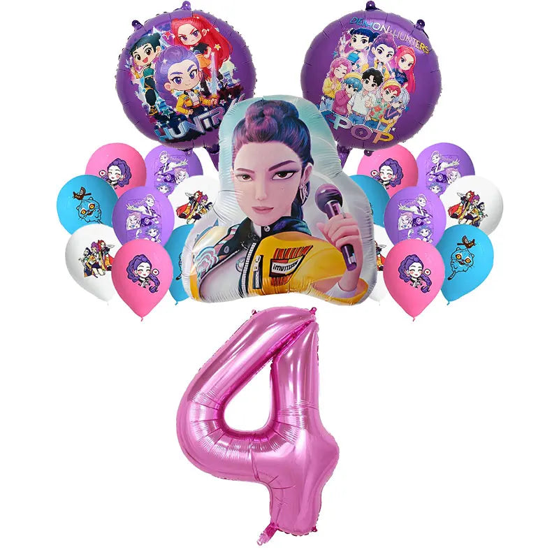 New Anime Kpop Demon Hunters Birthday Party Decorations Set Kpop Theme Cup Plate Gift Bags Balloons Banner Supplies Girls Favors