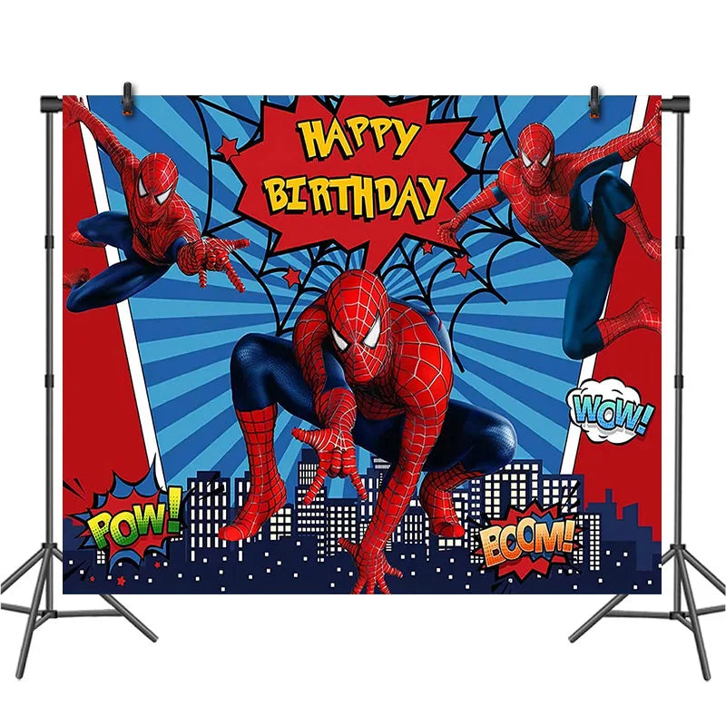 Spiderman Theme Birthday Party Decoration Blue Red SpiderMan Disposable Tableware Set Banner Balloons for Baby Shower Kids Gifts