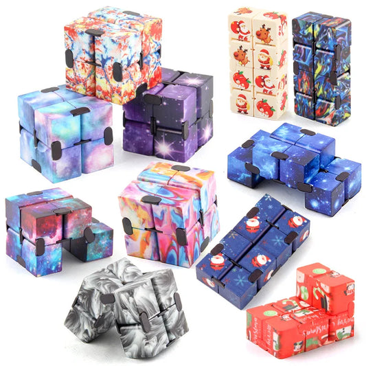 9 Style Fidget Sensory Cube Toys Starry Sky Infinity Square Stress Relief Cube Fingertip Toys for Children Adult