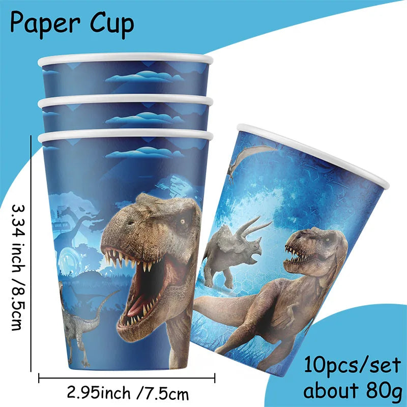 Disney Jurassic dinosaurs Party Supplies Tableware Set Cup Plates Napkins For Kids Birthday Decoration Boys and GirlsBaby Shower