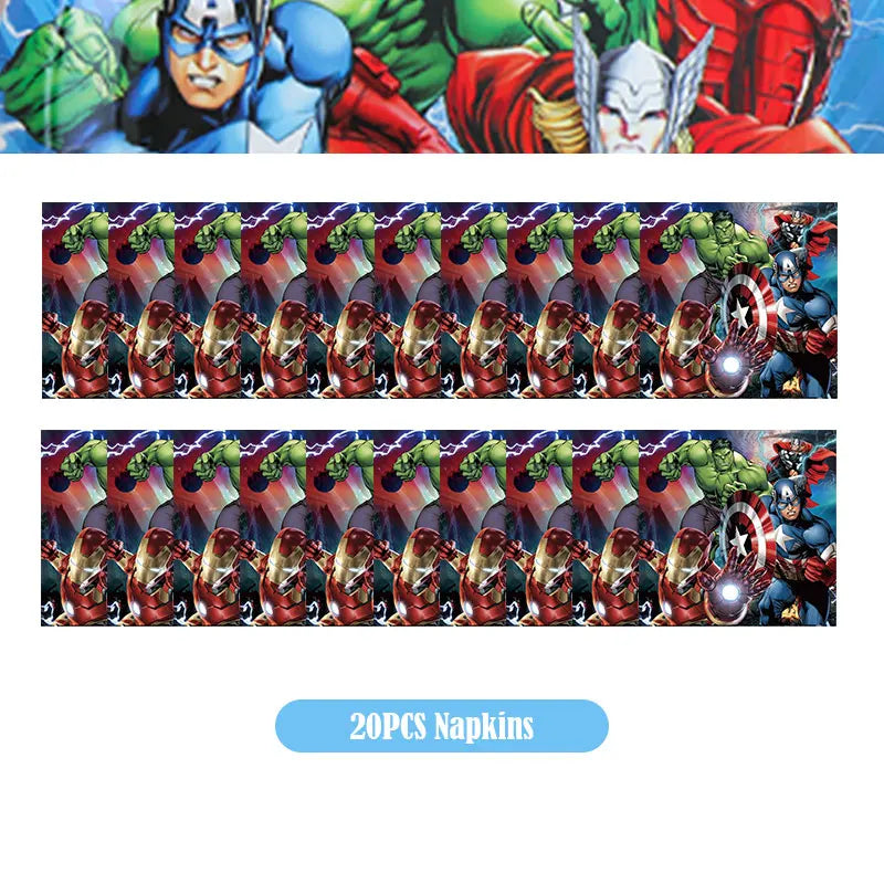Happy Marvel Theme Avengers Birthday Decoration Set Cups Plates Tablecloth Masks Superhero Balloons Party Supplies Favors Gifts