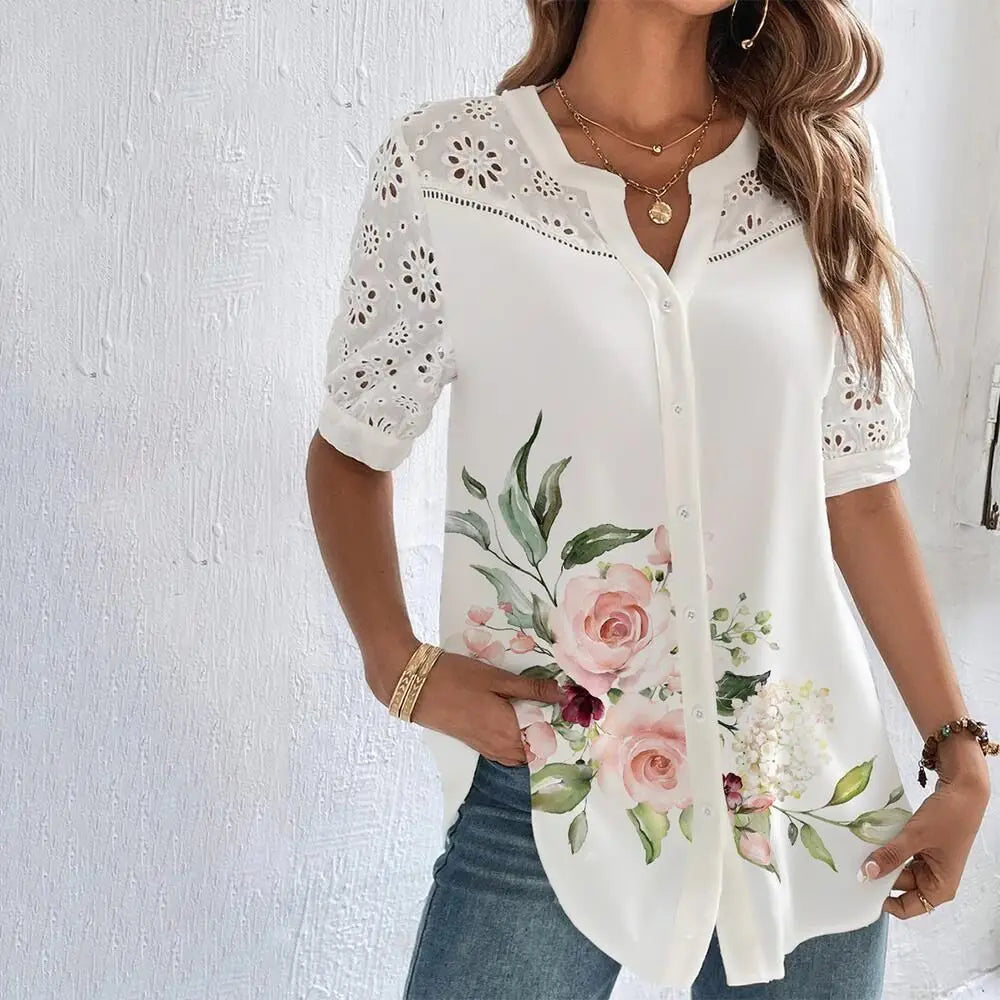 Casual Lace Woman Shirt Fashion