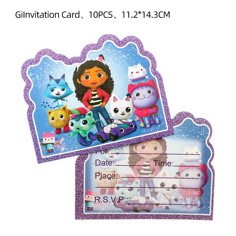 Disney Gabby Dollhouse Birthday Party Decoration Balloon Napkins Children's Disposable Tableware Theme Party Supplies Kids Gifts