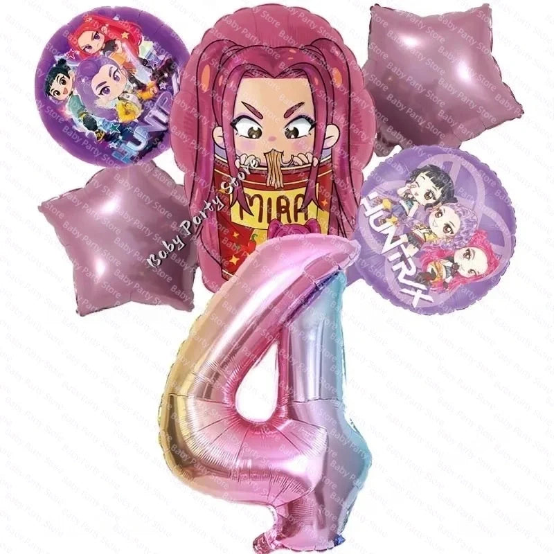 KPop Demon Hunter Theme 18-inch Cartoon Anime Foil Balloon Set for Baby Shower Supplies Kids Birthday Party Decorations Gifts