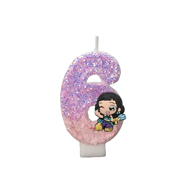 Cartoon Cute Girl Group Hunters Digital Candle Number 0-9 Kids Birthday Cake Decoration Supplies Party Accessories Supplies