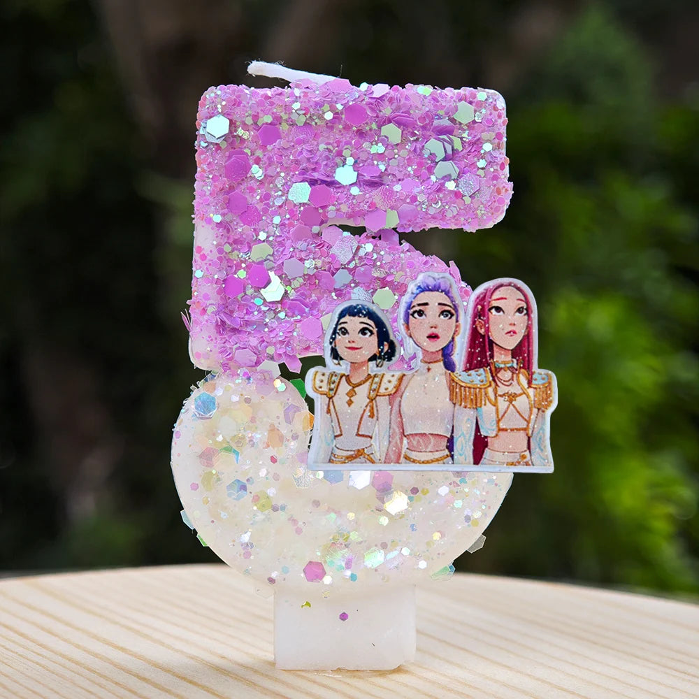 Kpop Demon Hunters Candle Number 0-9 Soccer Candle Cake Decoration Birthday Party for Kids Baby Shower Decor Gift