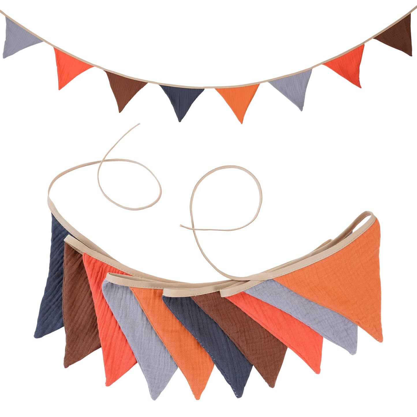 2.6M Nursery Fabric Bunting 10 Triangle Pennant Flags Party Decor Banner Home Baby Shower Carnival Garland