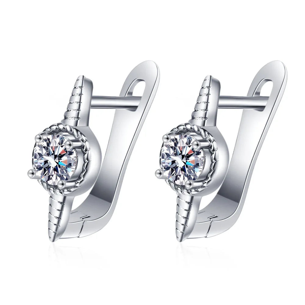 925 Sterling Silver Earrings Jewelry High Quality Retro Simple Pattern Purple White Zircon Earrings Hot Sale