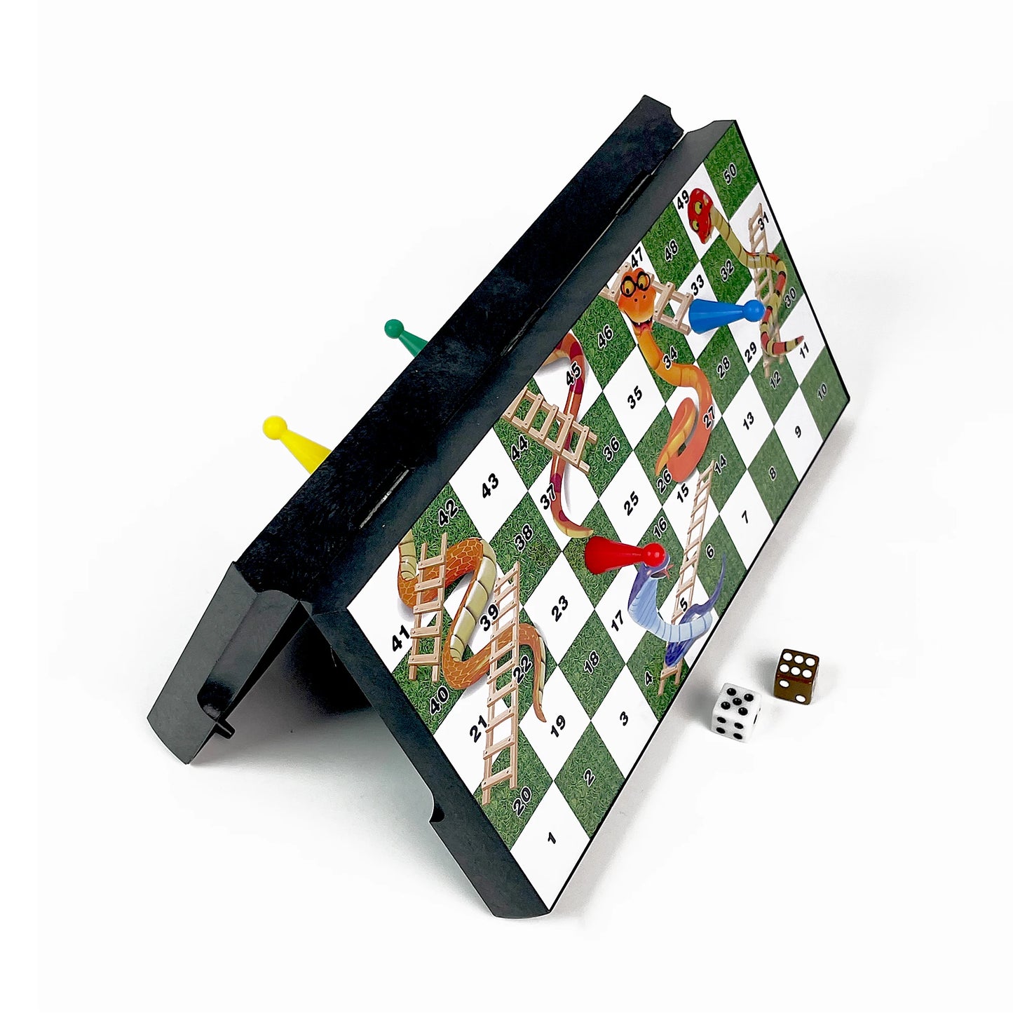 24cm x 24cm Foldable Magnetic Snakes and Ladders Board Game Portable Plastic Tabletop Travel Outdoor Game Set