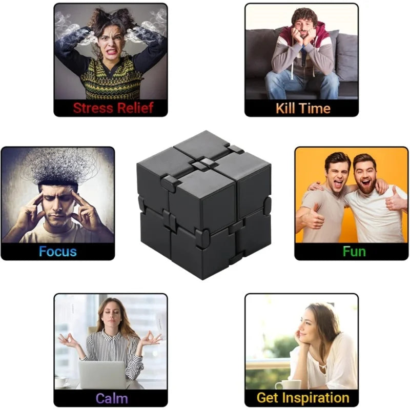 Metal Infinity Fidget Cube for Stress and Anxiety Relief/ADHD, Fidget Finger Toys Durable Sensory Gift for Adults Teens