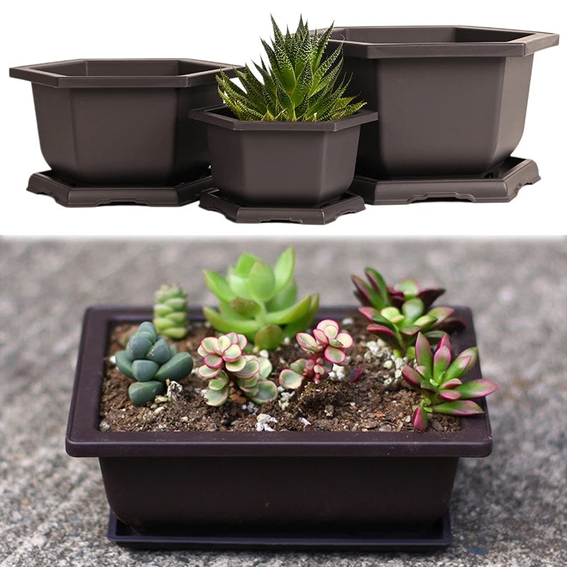 Outdoor Garden Landscape Bonsai Tray Square Rectangular Flowerpots Imitation Purple Clay Succulent Plants Pots 	
Pots for Plants