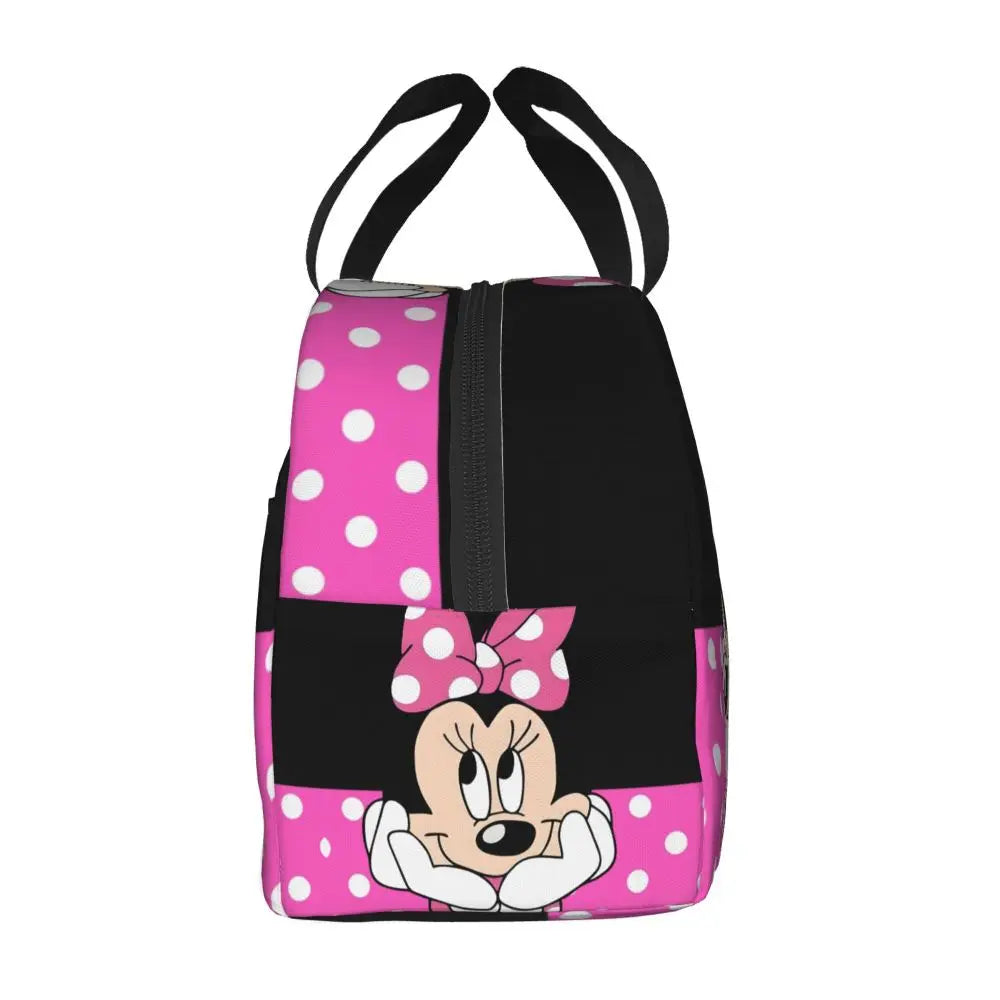 Custom Mickey Pink Minnie Mouse Lunch Bag Women Creative Design Cooler Warm Insulated Lunch Box for Kids School