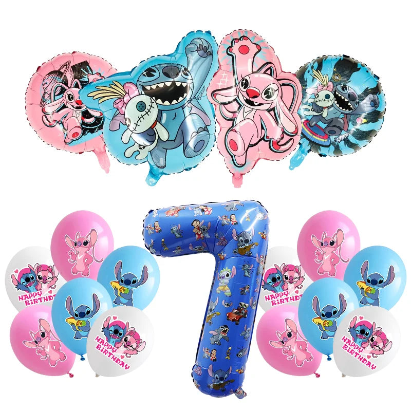 New Stitch Birthday Party Decoration Foil Latex Balloon With Pattern For Kids Event Supplies Disposable Tableware Plate Backdrop