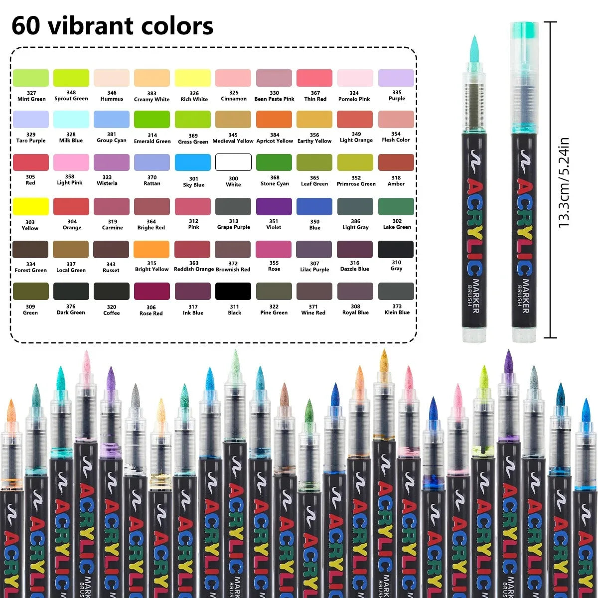 12-288 Colors Flexible Brush Acrylic Markers Set for Rock Wood Canvas Glass Stone DIY Crafts Painting Art Supplies