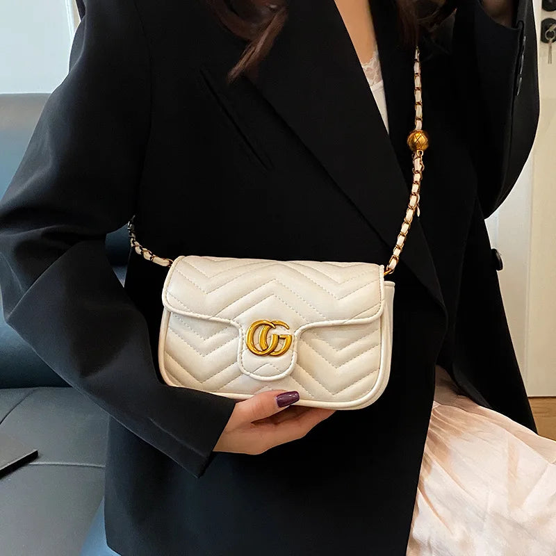 Fashion Design Women's Small Square Stylish Handbag Luxury Chain Crossbody Shoulder Handbags Luxury Embroidered Check Square Bag