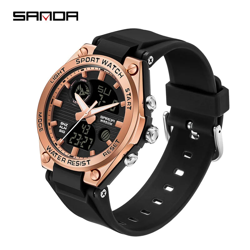 SANDA Girl Electronic Top Brand G Style LED Digital Watch Women Sport Chronograph Lady Quartz Wristwatch 50m Waterproof Female