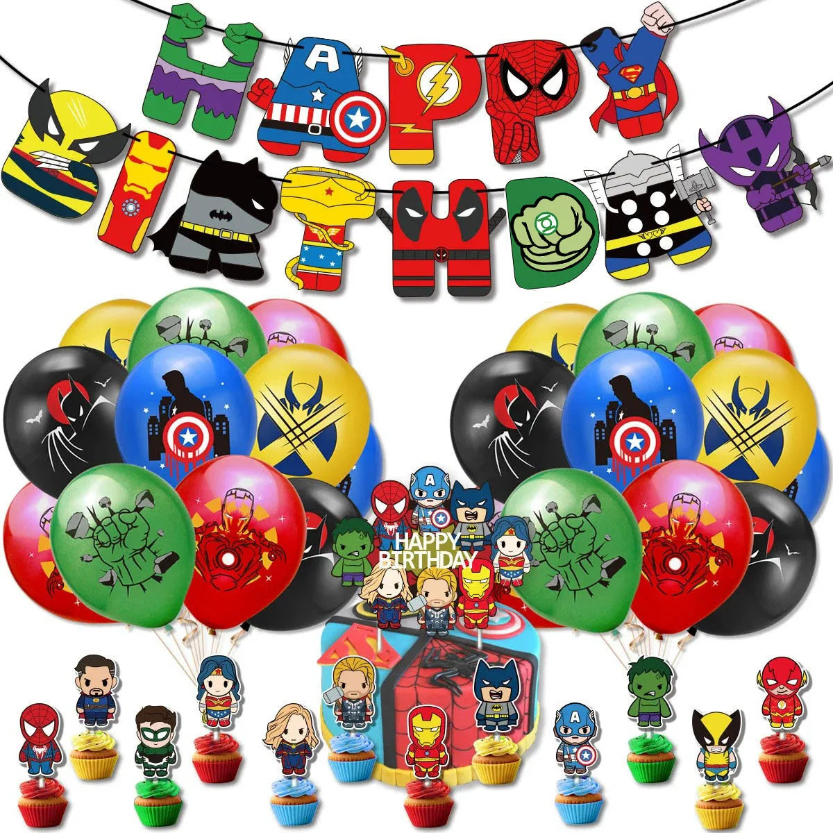 Happy Marvel Theme Avengers Birthday Decoration Set Cups Plates Tablecloth Masks Superhero Balloons Party Supplies Favors Gifts