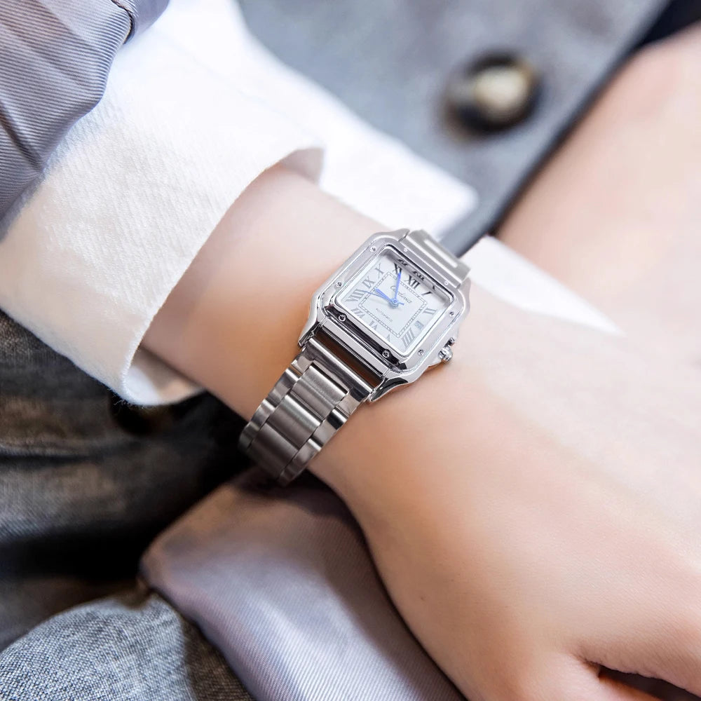Light Luxury Small Square Elegant Women's Watch, High-End Women's Watch, Luxurious, Fashionable, Casual, Simple, Compact, Trendy Watch for Female Students, European and American Style Quartz Watch, Suitable for Daily and Busi