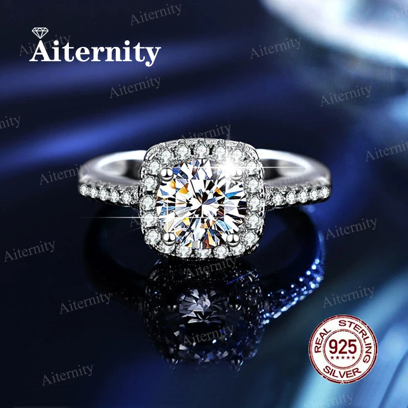 Moissanite And Zircon Ring D VVS1 Adjustable Size S925 Sliver Wedding Rings for Women Jewelry Party Fashion Top Quality Ring