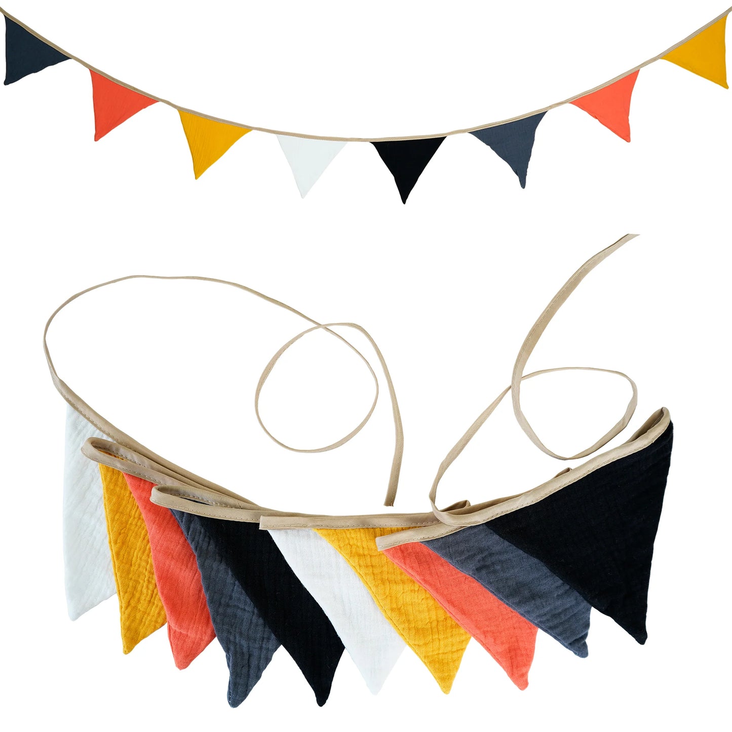 2.6M Nursery Fabric Bunting 10 Triangle Pennant Flags Party Decor Banner Home Baby Shower Carnival Garland