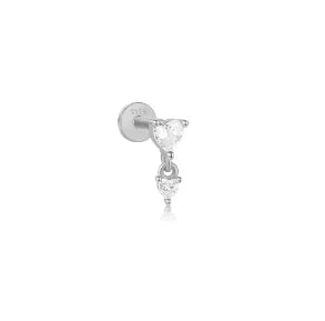CANNER 1PC 925 Sterling Silver Smooth Love Butterfly Back Stud Earrings For Women Ins 18K Gold Plated Heart-Shape Earrings Gift