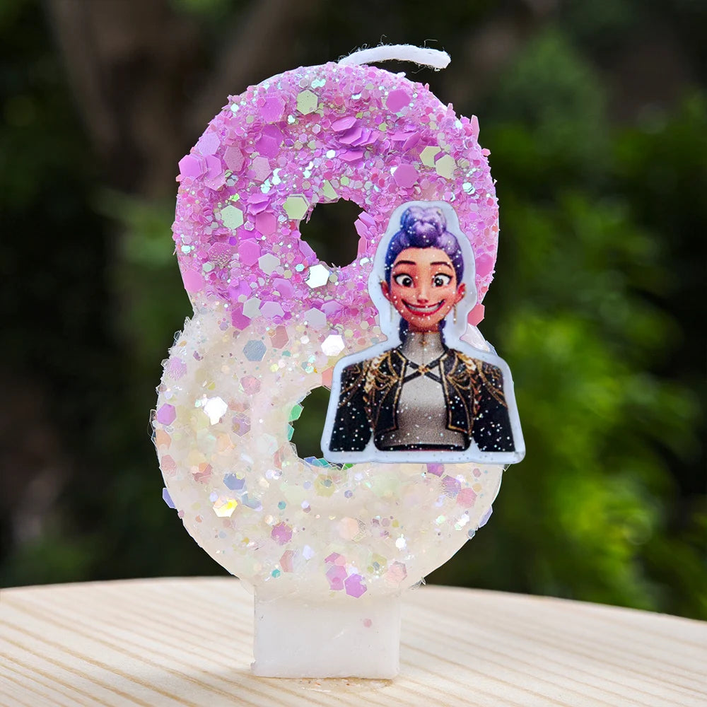 New Kpop Demon Hunters Theme Candle Number 0-9 Birthday Party Cake Decoration Cartoon Baby Shower Supplies Kids Gifts