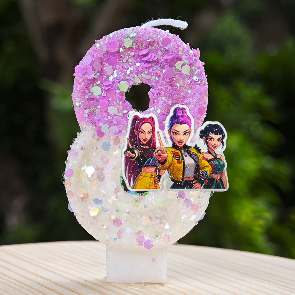Kpop Demon Hunters Candle Number 0-9 Soccer Candle Cake Decoration Birthday Party for Kids Baby Shower Decor Gift