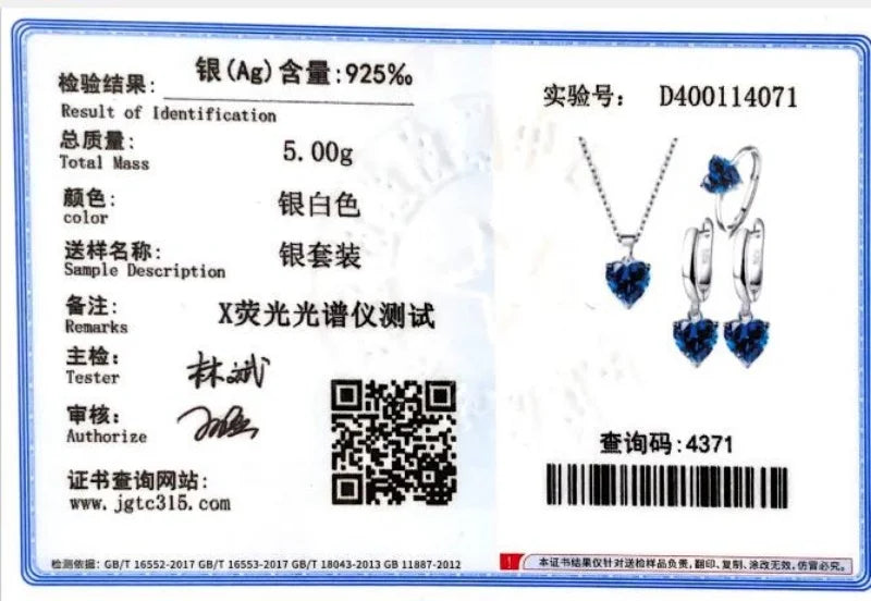 Fine 925 Sterling Silver Color Jewelry Gift Sets for Women Female Romantic Heart Zircon Huggie Earrings Pendant Necklace Ring