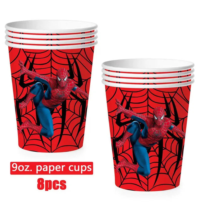 Spiderman Theme Birthday Party Decoration Blue Red SpiderMan Disposable Tableware Set Banner Balloons for Baby Shower Kids Gifts