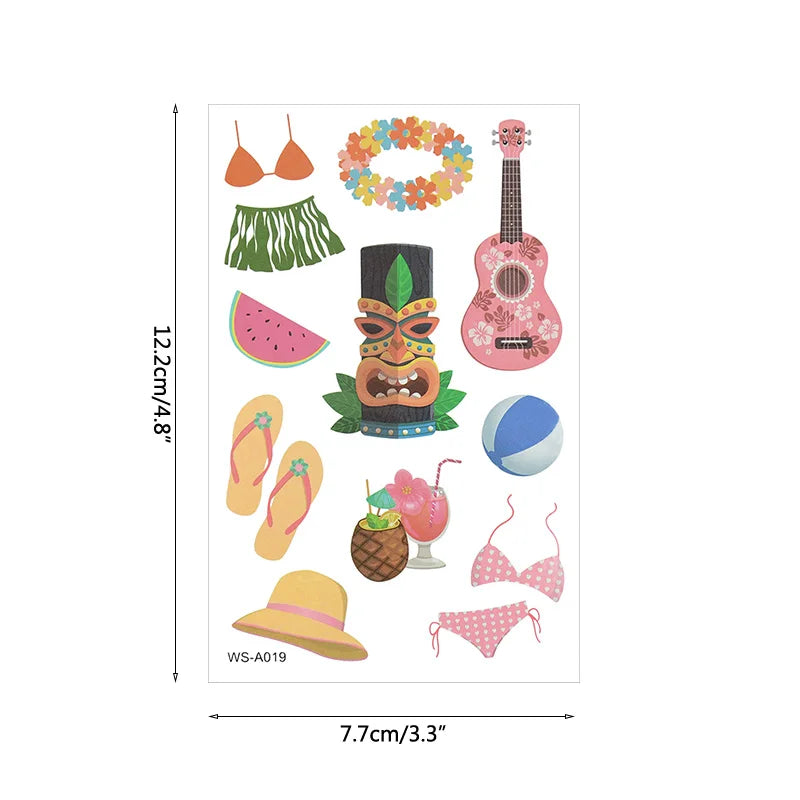 Hawaiian Party Aloha Temporary Tattoo Sticker Waterproof