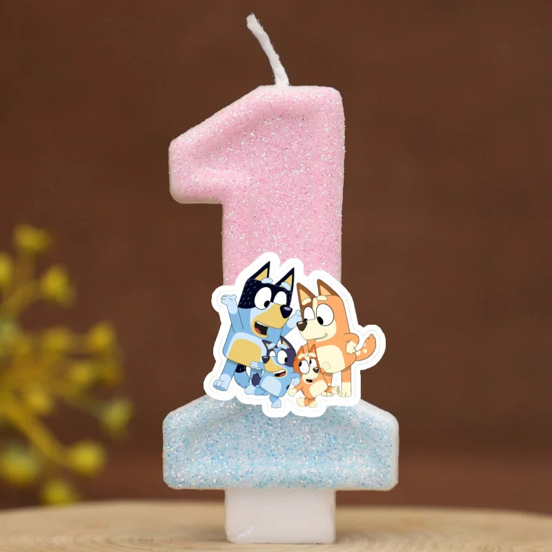 Cute Bluey Digital Dog Puppy Candle Number 0-9 Kids Birthday Cake Decoration Supplies Cartoon Anime Party Accessories Supplies