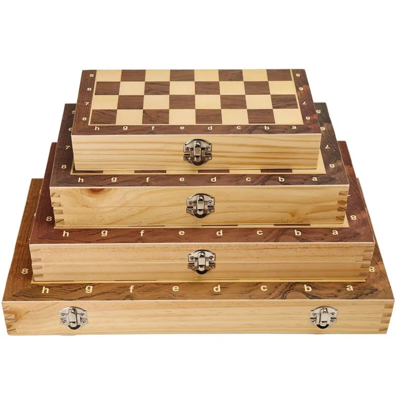 Large Magnetic Wooden Folding Chess Set Felted Game Board 29cm/34cm/39cm Interior Storage Adult Kids Gift Family Game Chess Boar