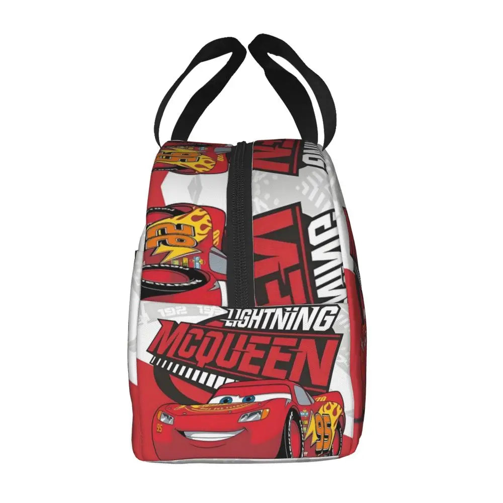 Custom Car 95 Lightning Mcqueen Insulated Lunch Bag for Women Resuable Racing Car Thermal Cooler Bento Box Office Picnic Travel