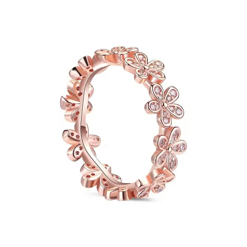18K Rose Gold Plated 925 Originales Silver SilverLock To Love Heart Stone Wedding Luxury Ring Set For Woman Jewelry Party Gift
