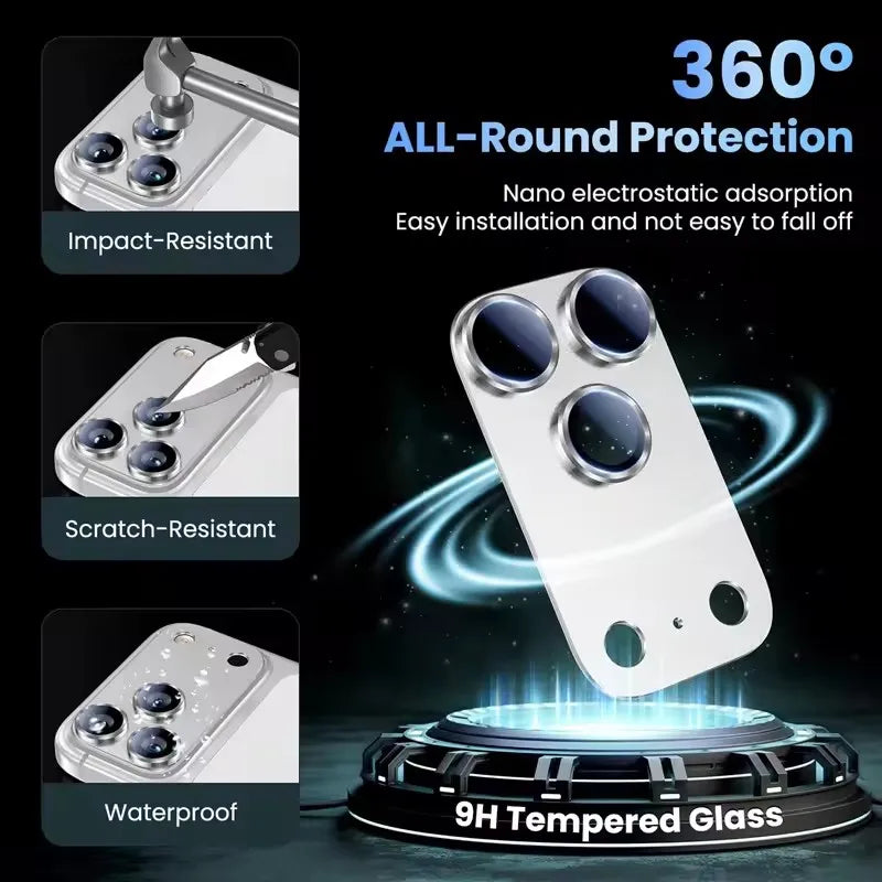 NEW 2PCS For iPhone 17 Pro Max Lens Protector Metal Aluminum Alloy Tempered Glass Camera Cover Shatterproof Hardness Protectors