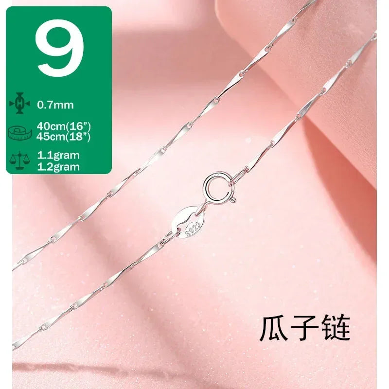 TrustDavis Real 925 Sterling Silver Necklace Water-wave Snake Beads Box Chain 40/45cm Necklace For Woman Necklace Jewelry DC25