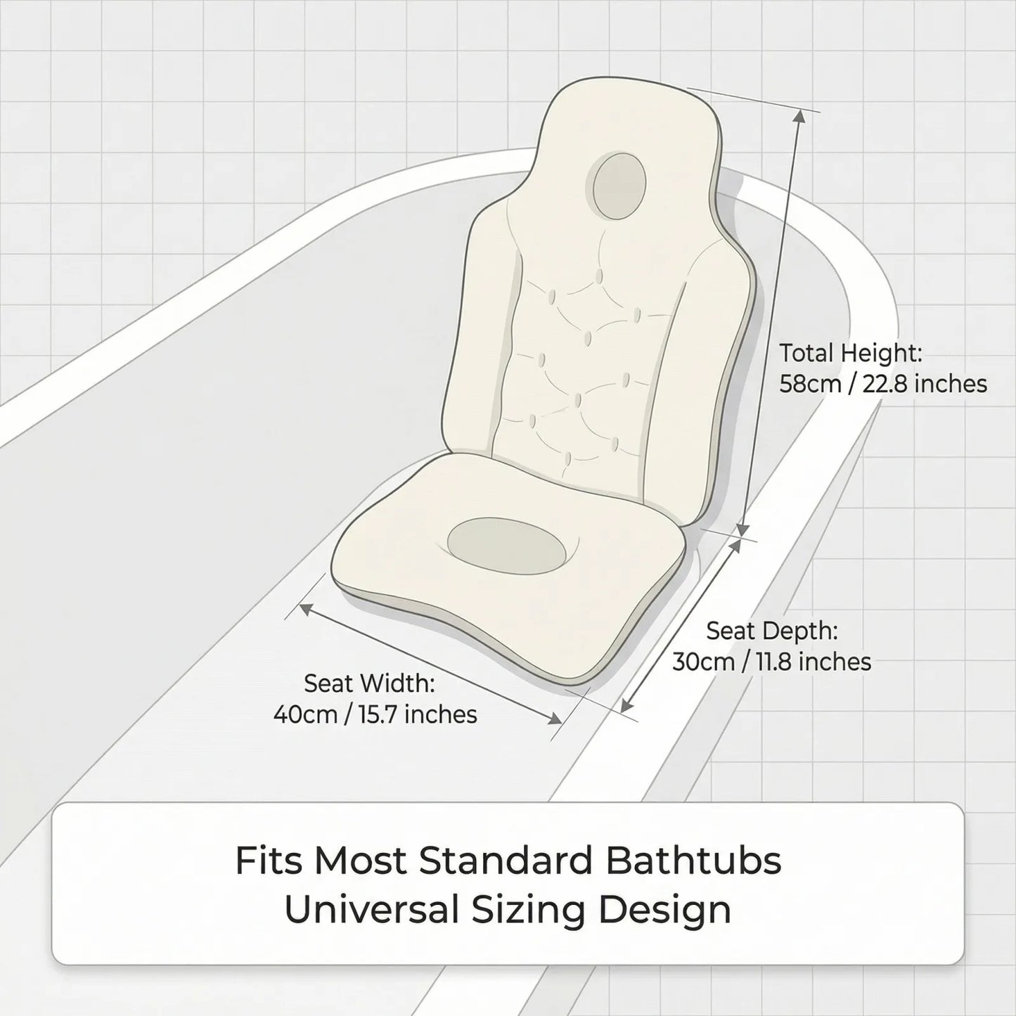Non-Slip Bath Pillow with Air Mesh Neck Head And Back Support for Bathtub Universal Anti-Slip Mop Support Suciton Cup