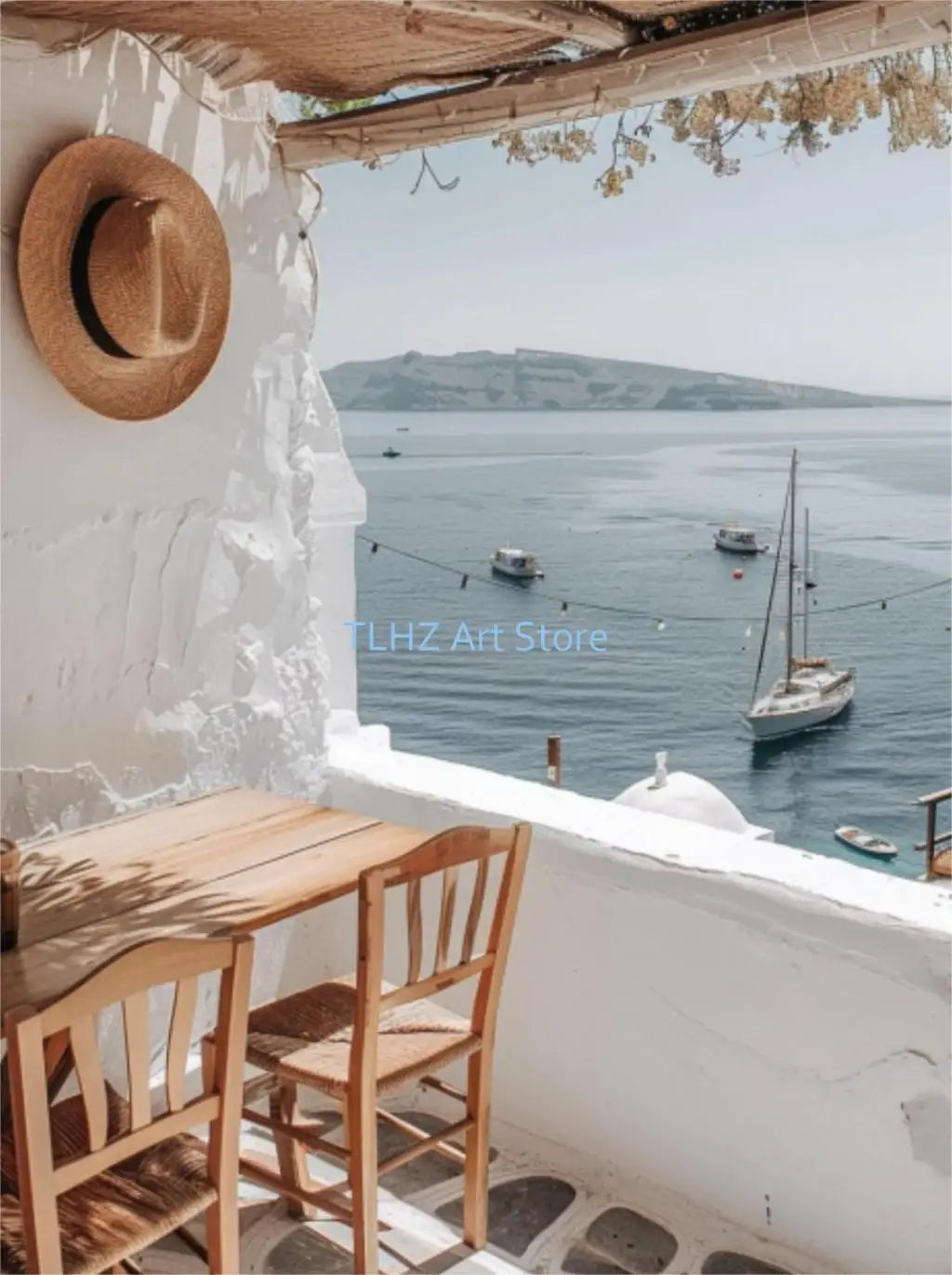 Modern Greece Summer Coast Santorini Travel Landscape Posters and Prints Canvas Printing Wall Art Picture for Living Room Decor