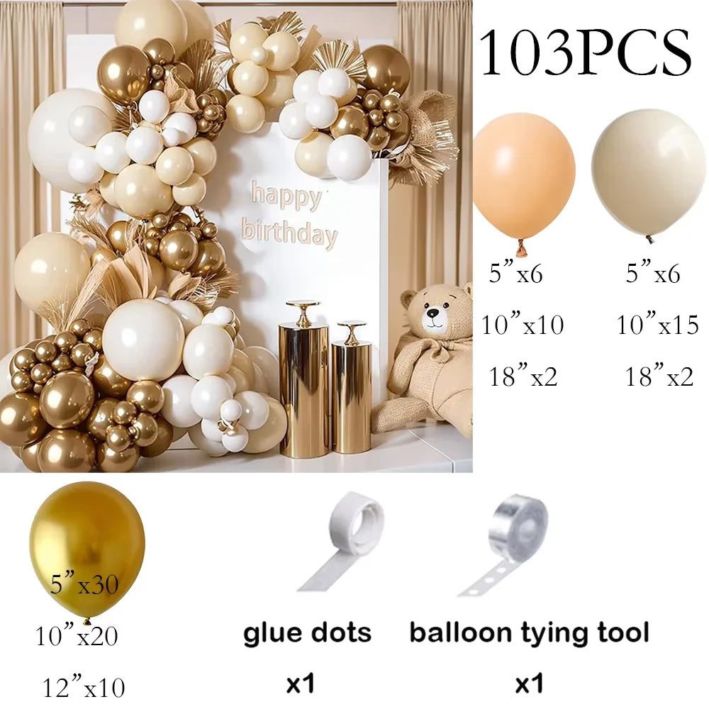 Nude White Sand Balloons Arch Kit Skin Gold Balloon Garland Kids Birthday Party Baby Shower Wedding Graduation Decoration Globos