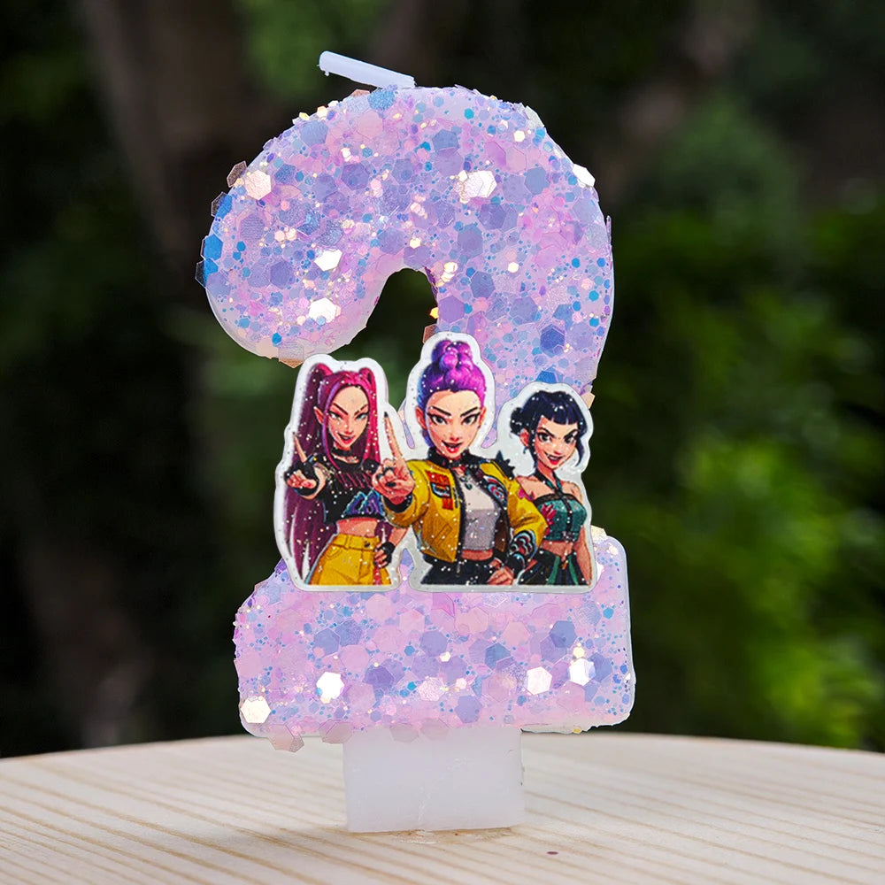 Kpop Demon Hunters Candle Number 0-9 Soccer Candle Cake Decoration Birthday Party for Kids Baby Shower Decor Gift