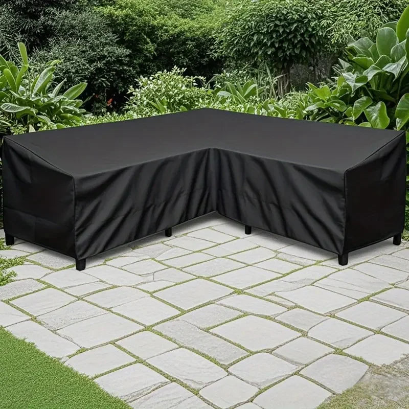 V-shaped Outdoor Furniture Cover Anti-UV Windproof Sofa Protective Cover Polyester Waterproof Outdoor Sofa Cover