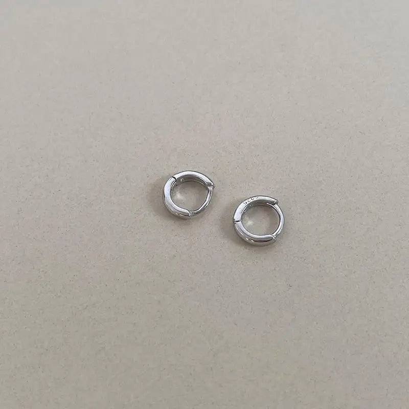 Real 925 Sterling Silver Minimalist Bohemian Round Earring for Women Hoop Earring Jewelry Accessories