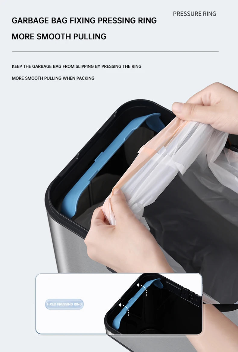 Smart Trash Can 15L 20L 30L 40L 50L 60L Stainless Steel Waste bin High Trash Cans Garbage Bin for Kitchen Trash Can Wastebasket