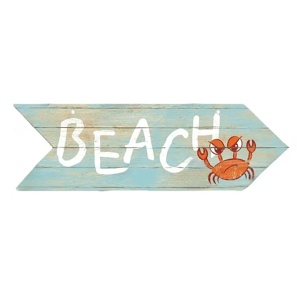 Beach Arrow Wooden Sign Beach Seaside Road Guide Wall Decoration Indicator Hanging Beach House  Wall Plaque Decor