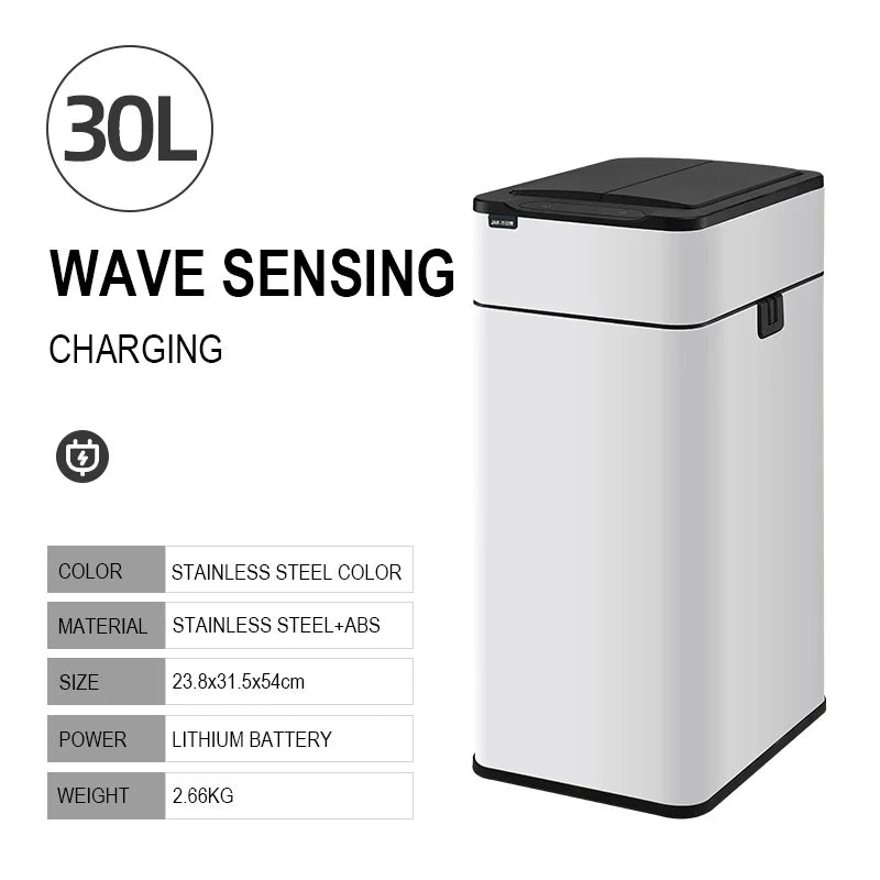 Smart Trash Can 15L 20L 30L 40L 50L 60L Stainless Steel Waste bin High Trash Cans Garbage Bin for Kitchen Trash Can Wastebasket