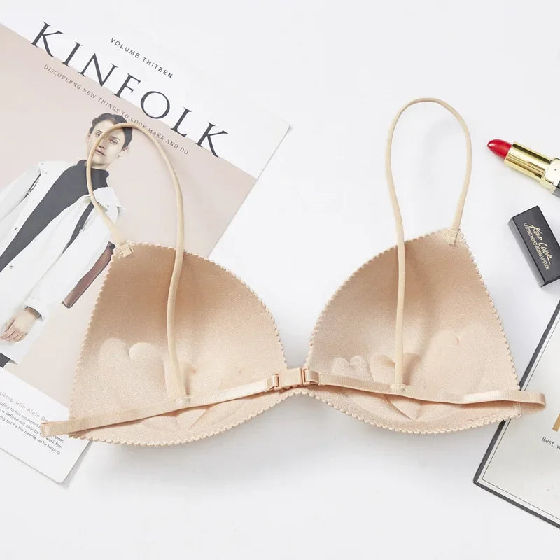 Women Bra Seamless Underwear Women Ultra-thin Underwear Thin Shoulder Strap Girls Backless Bra Push Up Bra One Piece