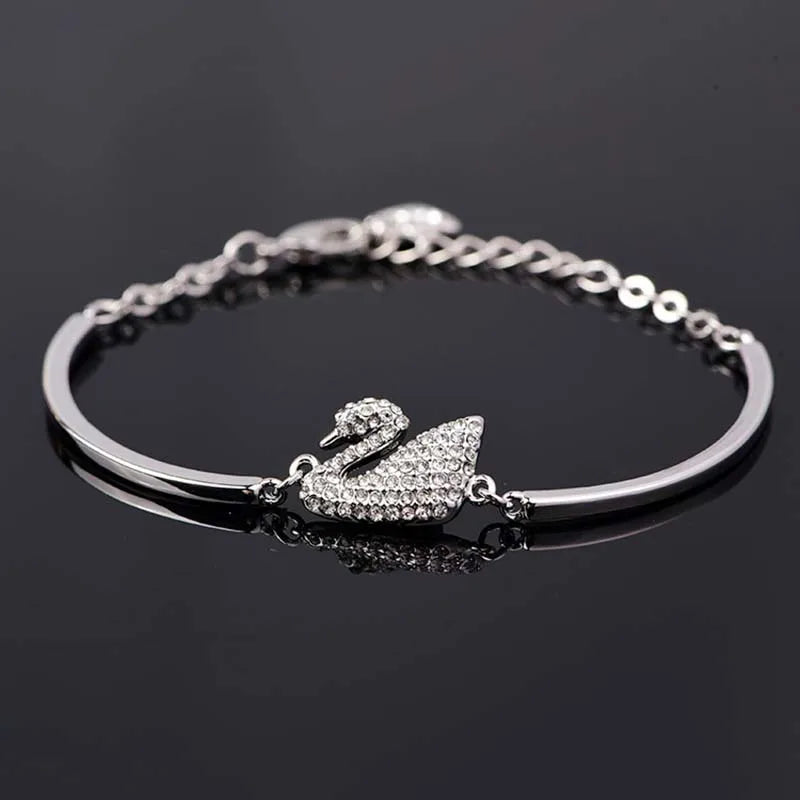 Luxury Zircon Charm Bracelet Jewelry Accessories for Women's Party Gifts Fashion Gold Rose Gold Swan Bangle